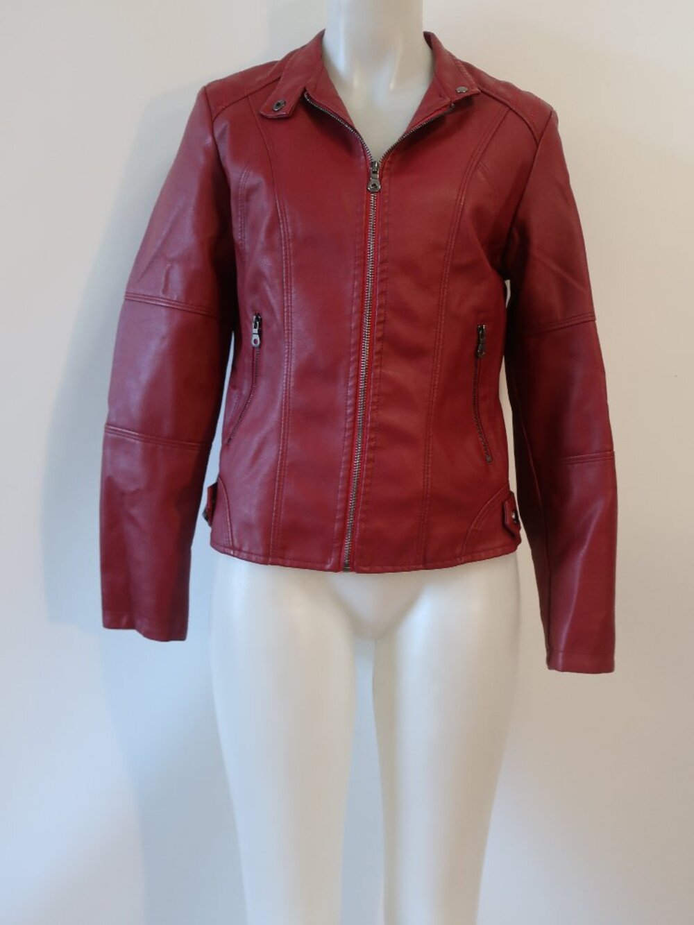 Womens Shag Boutique Red Faux Leather Jacket M